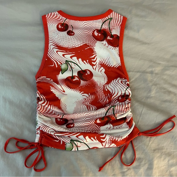 Jaded London Cherry Swirl Print Ruched Side Tank Top, 2/XS, Urban Outfitters - Picture 9 of 12